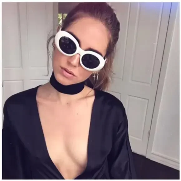 Kurt Cobain Sunglasses White Oval Shades Punk Grunge Retro Clout - Picture 5 of 7